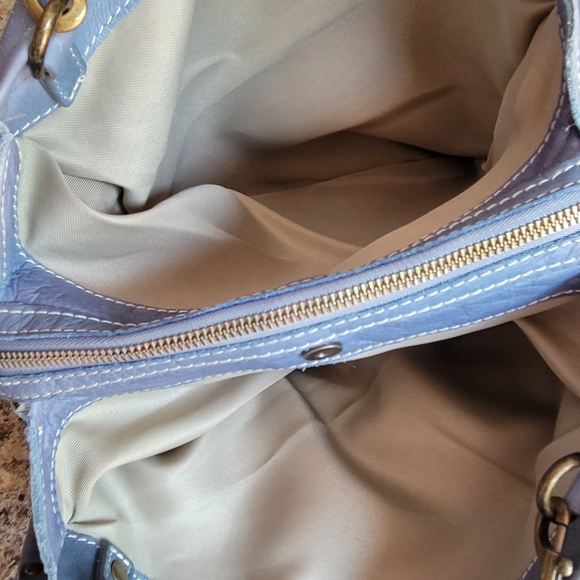 American Leather Co. Blue Shoulder Purse - Picture 7 of 12